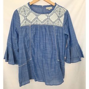 NWT Loft Chambray Crochet Top